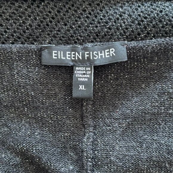 Eileen Fisher Dark Gray Sparkly Merino Wool Blend Cardigan - Size XL - Picture 4 of 6